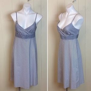 J. Crew Blue and White Striped Midi Dress